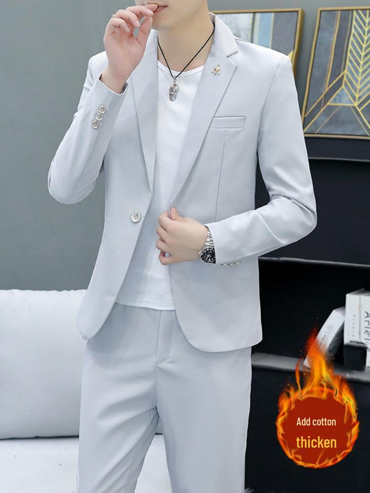 Ensemble Blazer Business Décontracté Coupe Slim pour Homme Style Coréen pour le Printemps et l'Automne