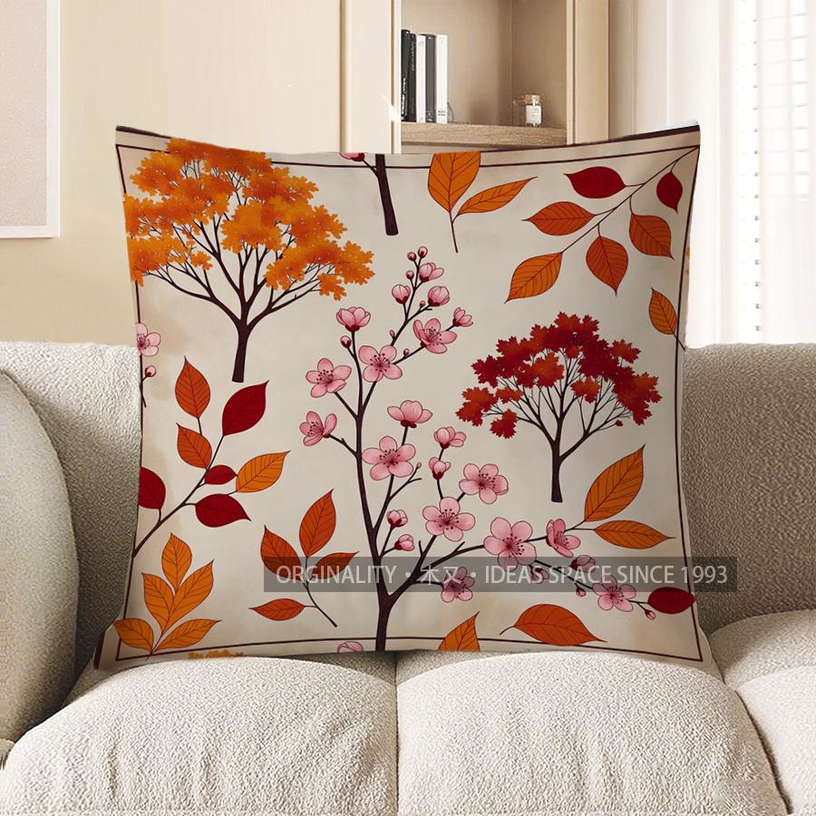 2D Floral & Nature Pattern Decorative Pillow Covers Pattern Cushion Cover Suitable For Sofa Bedroom Car Pillow Cover 40x40cm