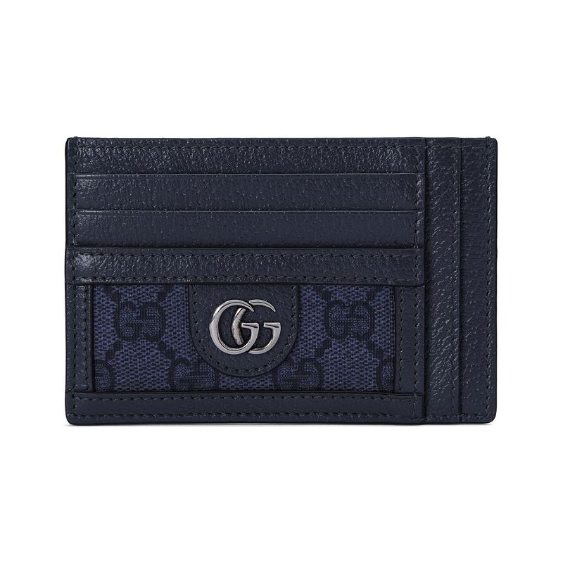 Gucci Ophidia Dvojité logo G Palladium Tónované Doplňky Plátno A Kůže Držák na karty Pánský Držák na karty Modrá Tmavě modrá 732018-UULBN-4055
