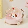 Storage Box Cartoon Trolley Shape Display Case with Handle And Rotating Dust-Proof Cover Organizer for Dolls Jewelry Stationery