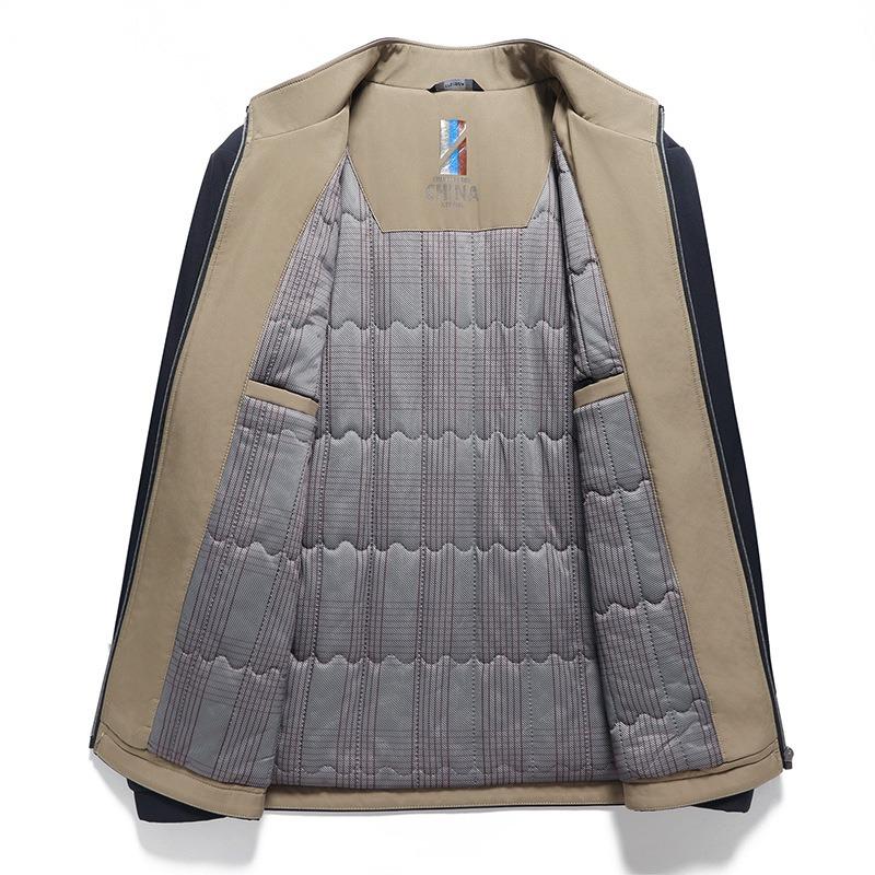 New dad coat autumn and winter thickened warm men's padded thickened stand-up collar jacket top medium men's clothing