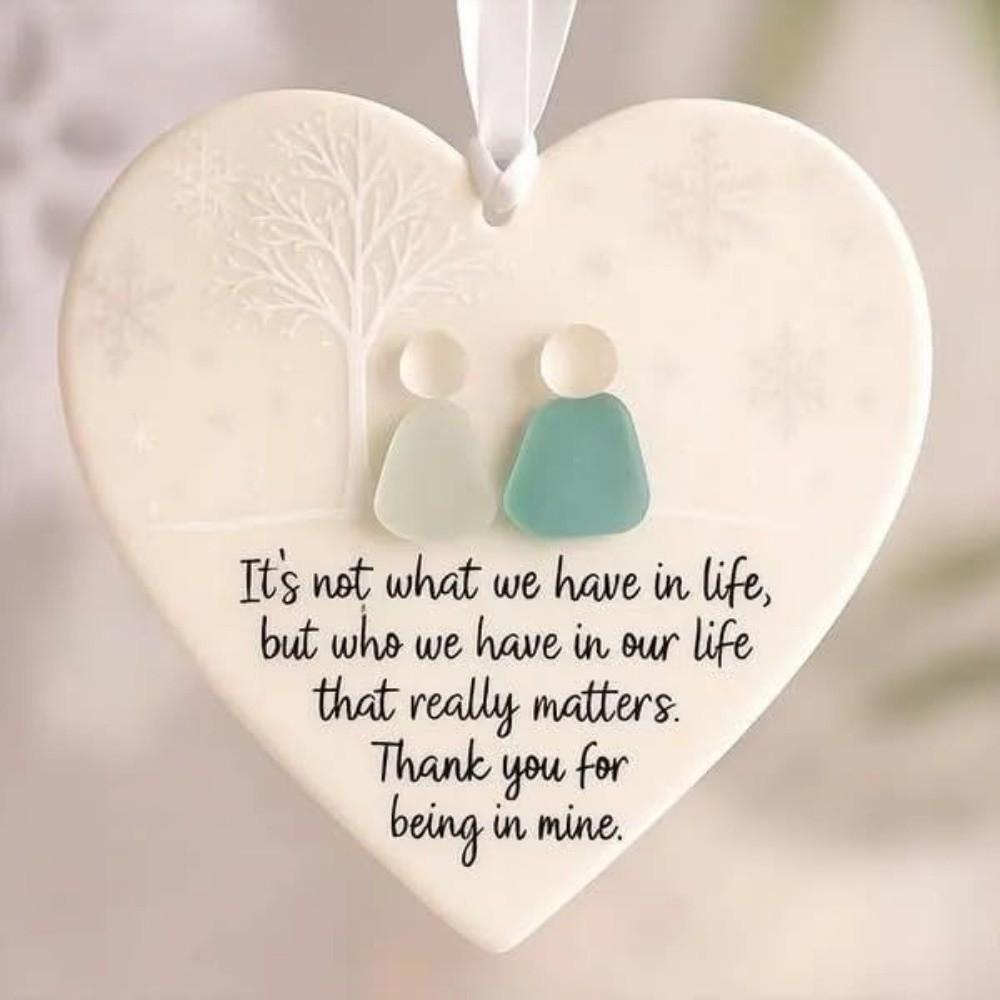 2D Flat Friendship Snowflake Handcrafted Heart-Shaped Christmas Emotional Quote Pendant Hanging Acrylic