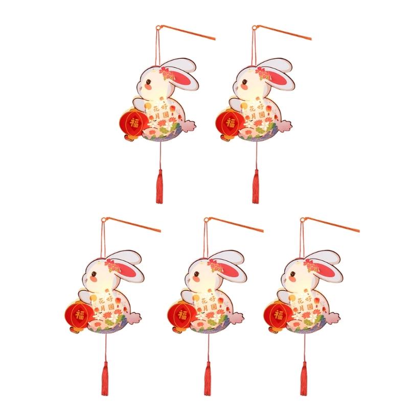 Handmade Florals Paper Lamp Set Traditional Chinese Craft Supplies LED Projection Portable for Chinese Festival