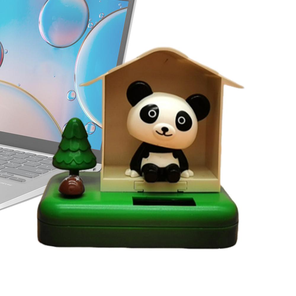 Car Ornaments For Dashboard Bobblehead Panda In Tree House Dashboard Decorations Solar Powered Car Ornaments Decorative Reusable