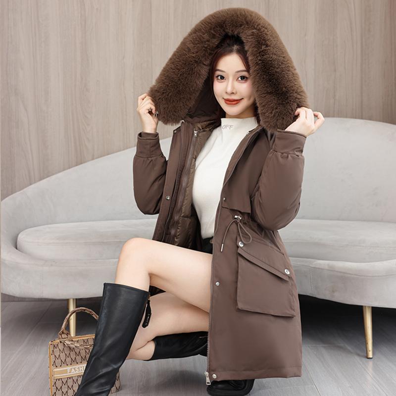Autumn Winter Thicken Warm Parka Women Casual Sweety Solid Color Big Pocket Loose Hooded Coat Jackets Outwear