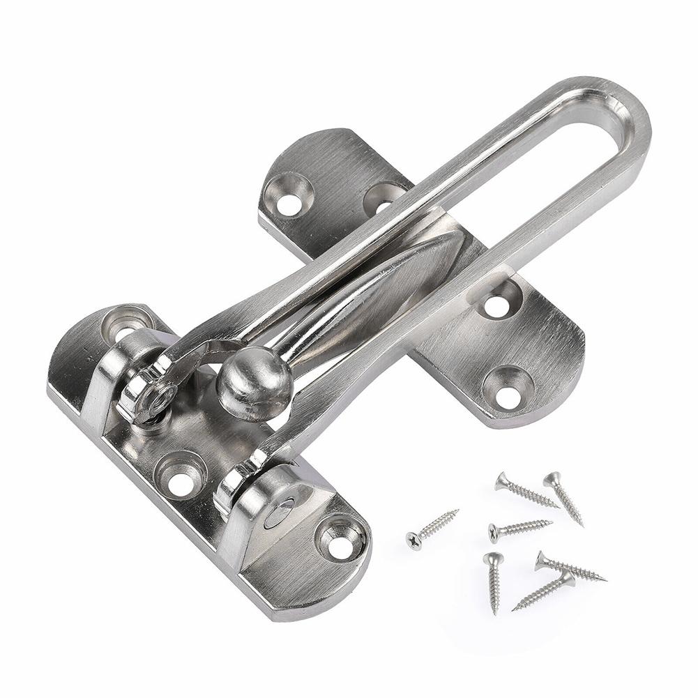 

Swing Bar Lock Insurance Door Bolt Anti-Theft Door Buckle Lock Stainless Steel Safety Bedroom Hotel Anti-lock Buckle Locks серебряный