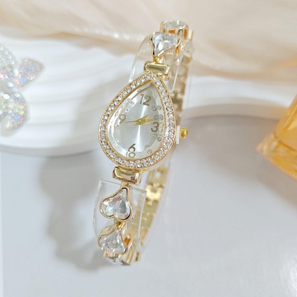 Fashion Accessory Heart Bracelet Watch Waterdrop Shaped Case Women's Quartz Watch  Daily Use