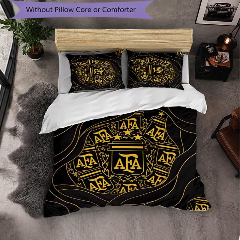 Argentina Football Pattern 3 Pieces Bedding Set Soft Microfiber Duvet Cover with Pillow Cases for Bedroom