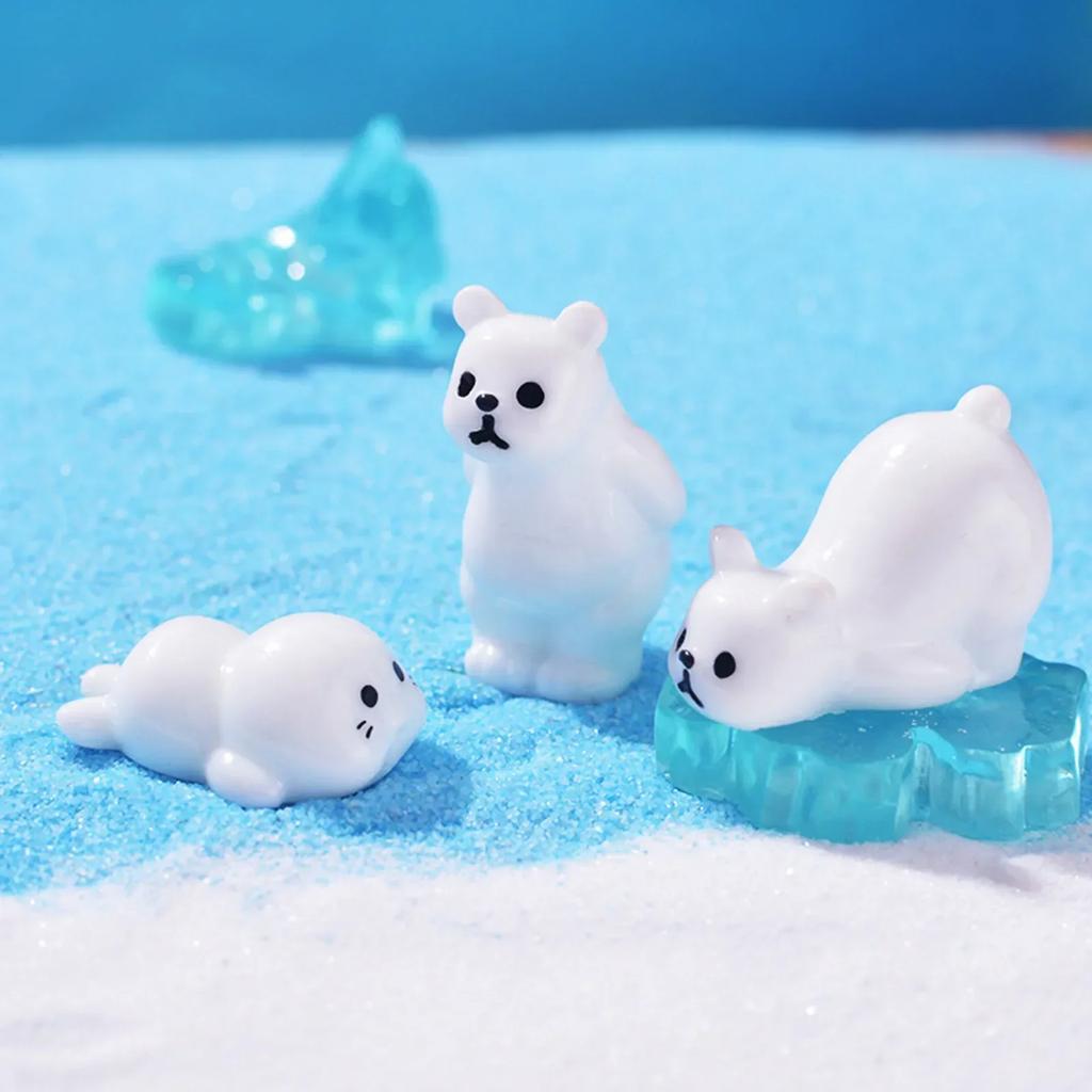 Mini Realisitic Animals Figurines Resin Polar Bear Penguin Seal Iceberg Figures Miniature Cake Toppers For DIY And Statues
