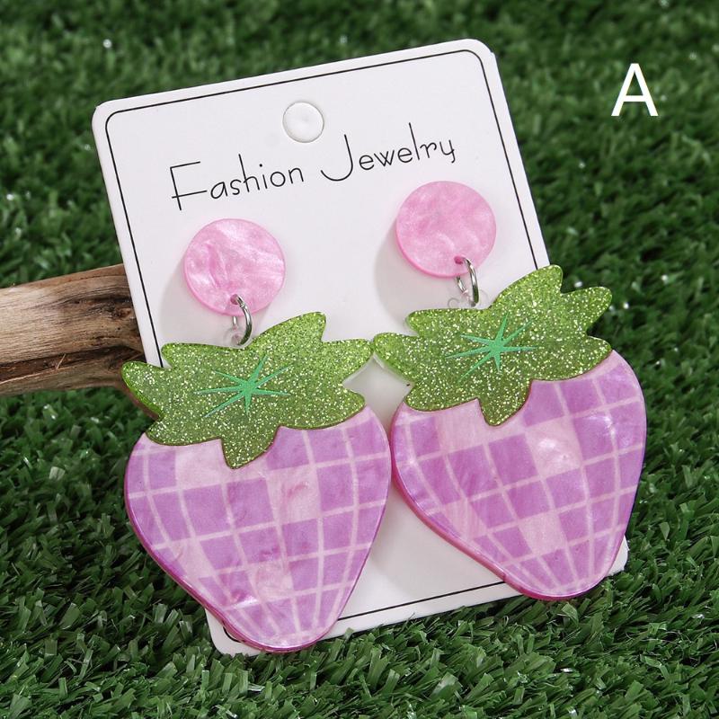 Fruit Earrings Strawberry Pitaya Fruit Earrings Sparkling Acrylic Earrings Decorative Gift Earring Party Jewelry Gif