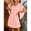 MODIQUE 2025 Summer New Ladies Sexy Elegant Deep V-Neck X-Line Sequin Mesh Cape Sleeve Short Dress