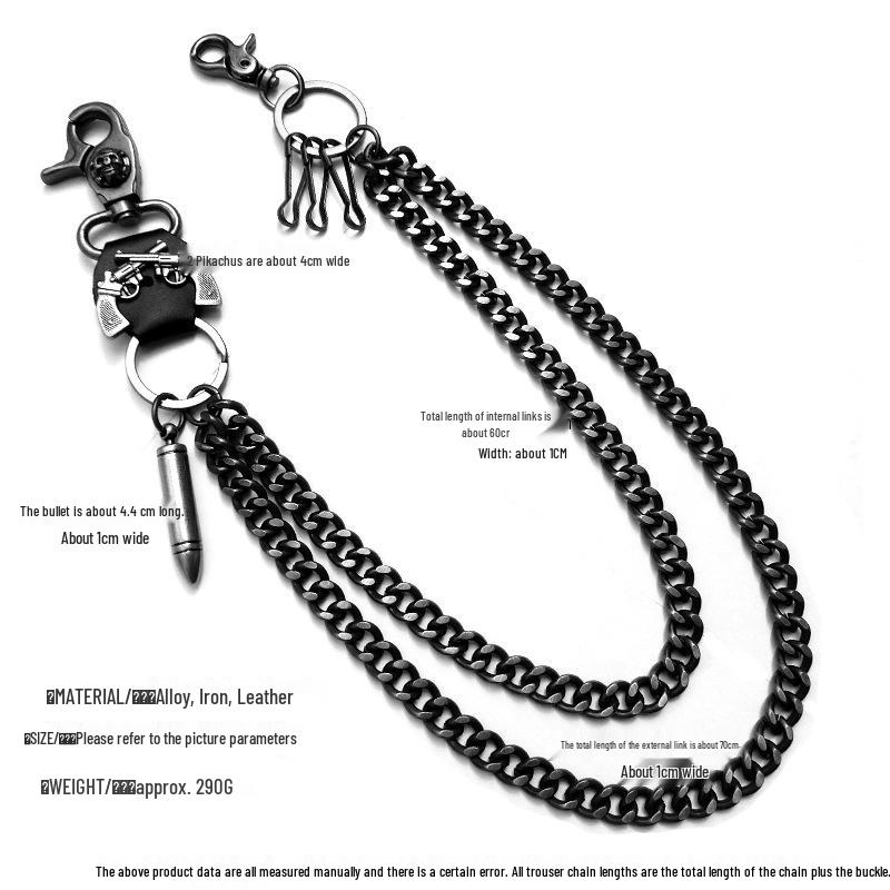 Corrente de cintura de metal com chifre de caveira para hip-hop para apresentações em palco punk