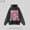 Oversized Cotton Hoodie With Anime Print Loose Fit Streetwear Men Women Fall Season