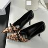 Fashion High Quality Patent Leather Women Pumps Sexy Pointed Toe High Heels Bow Designer Mules Loafers Elegant Banquet Heeled Sandals