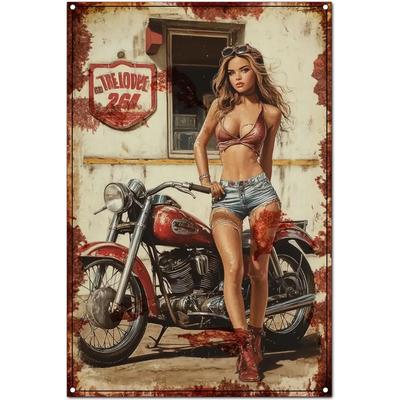 Original Vintage Blechschild - Antiker Stil Motorradclub Wandkunst, Lustige Retro Metall Dekoration für Zuhause Cafe