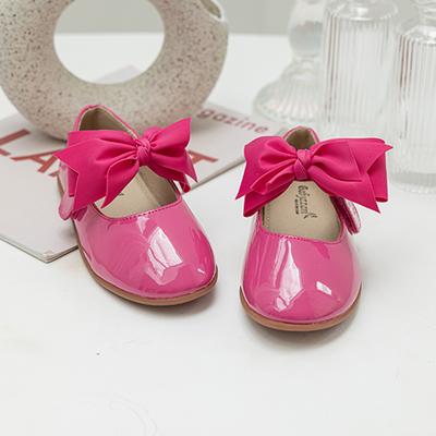 [Babyzzam] Pantofi Fete Vivian cu Fundă Roz Fierbinte [Y788-10009]