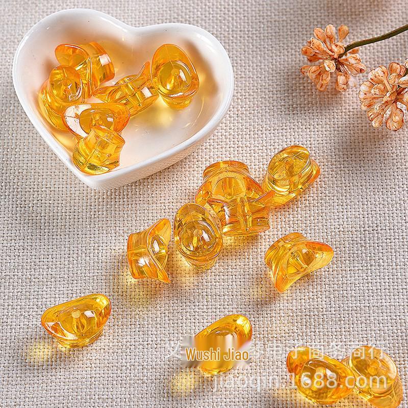 Acrylic Gold Ingots for DIY Beading: Transparent Lucky Tree Headdress Accessories with Holes