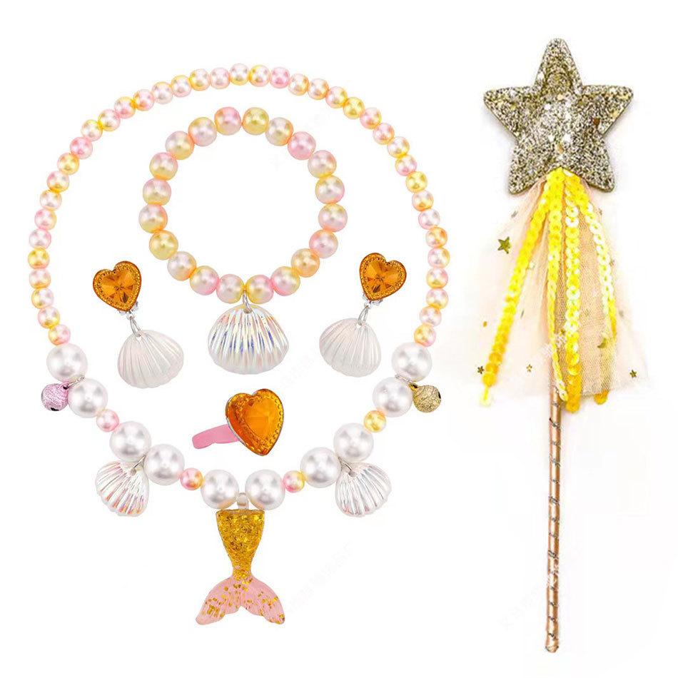Children'S Princess Crown Accessories Necklace Set Bag Accessories Mermaid Generation Children'S Birthday Gift Jewelry