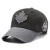 Pure Cotton Color Block Baseball Cap Washed Cotton Hat Maple Leaf Patch Sun Hat