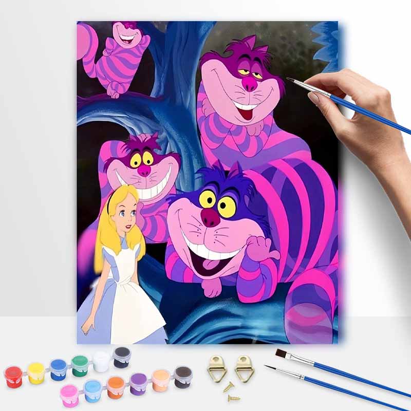 Disney Alice and Cheshire Cat oil painting digital painting art kit handmade diy painting home decoration gift 20x30cm