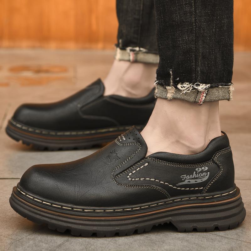 Modische Trendmarke Herren Echtleder Freizeitschuhe Handgefertigte Sohlen Klassische Braune Dicksohlige Oxford Schuhe Herren Wanderschuhe