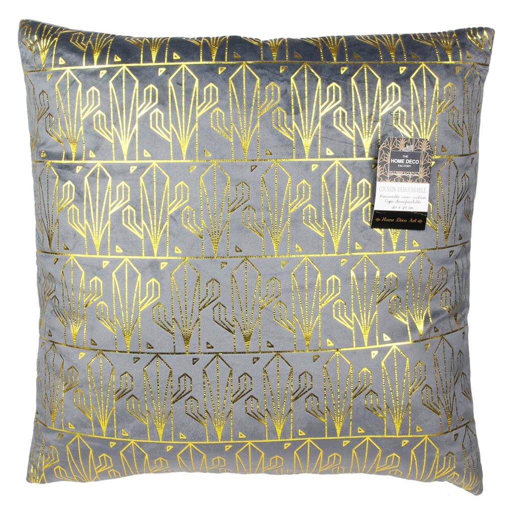 Les Trésors De Lily [Q3823] - Goldgraues Samtkissen „Cactus“ – 40 cm