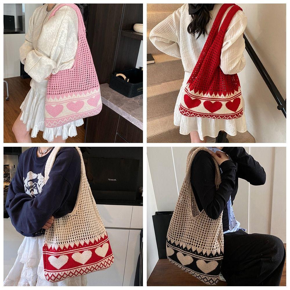 Boho Crochet Bag Leisure Weave Shoulder Bag Fashion Knitted Tote Bag Summer