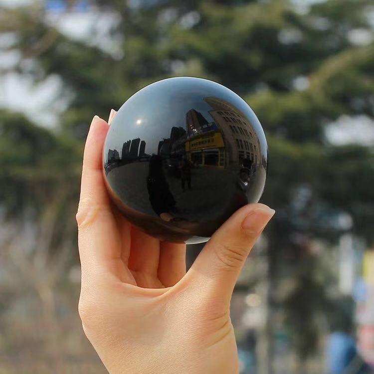 Natural Obsidian Crystal Ball Polished Black Stone Home Decor Ornament