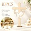 10Pcs Wood Wooden Peace Dove Cross Hollow Dove Tabletop Decorations  Classic Baptism Decorations