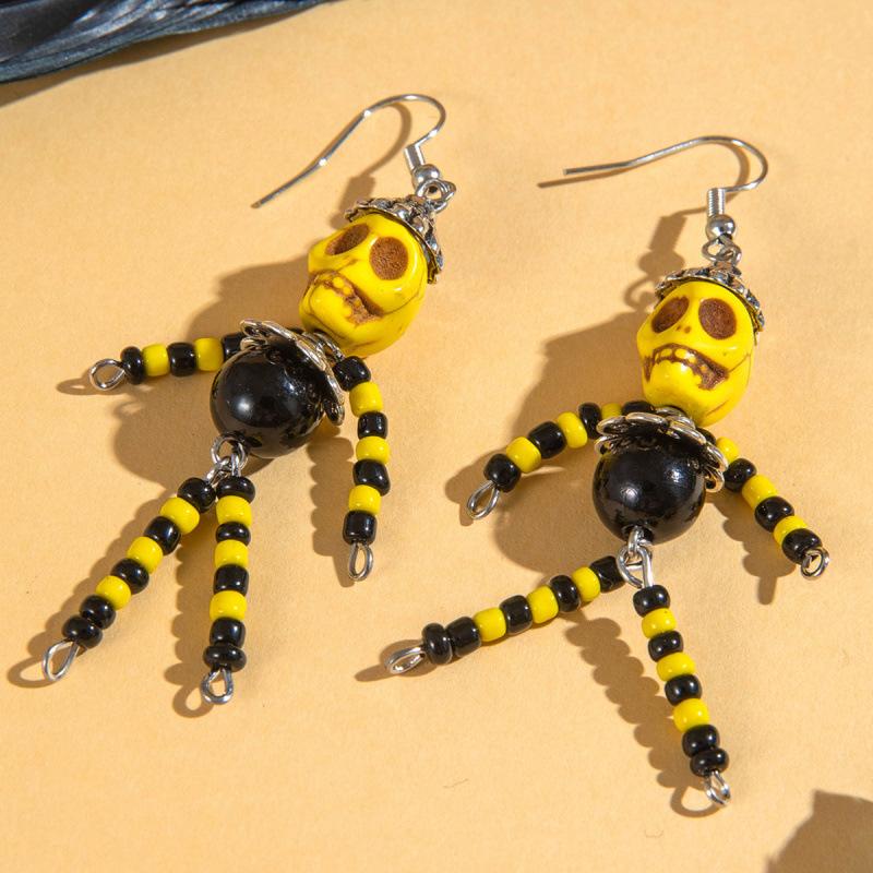 Halloween, Divertenti Divertenti Orecchini con Tassel Teschio Perline di Riso Creativi Orecchini a Rosa