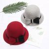 Autumn and Winter Women's Wool Hat Two-color Big Bow Basin Hat Elegant Temperament Felt Hat Top Hat