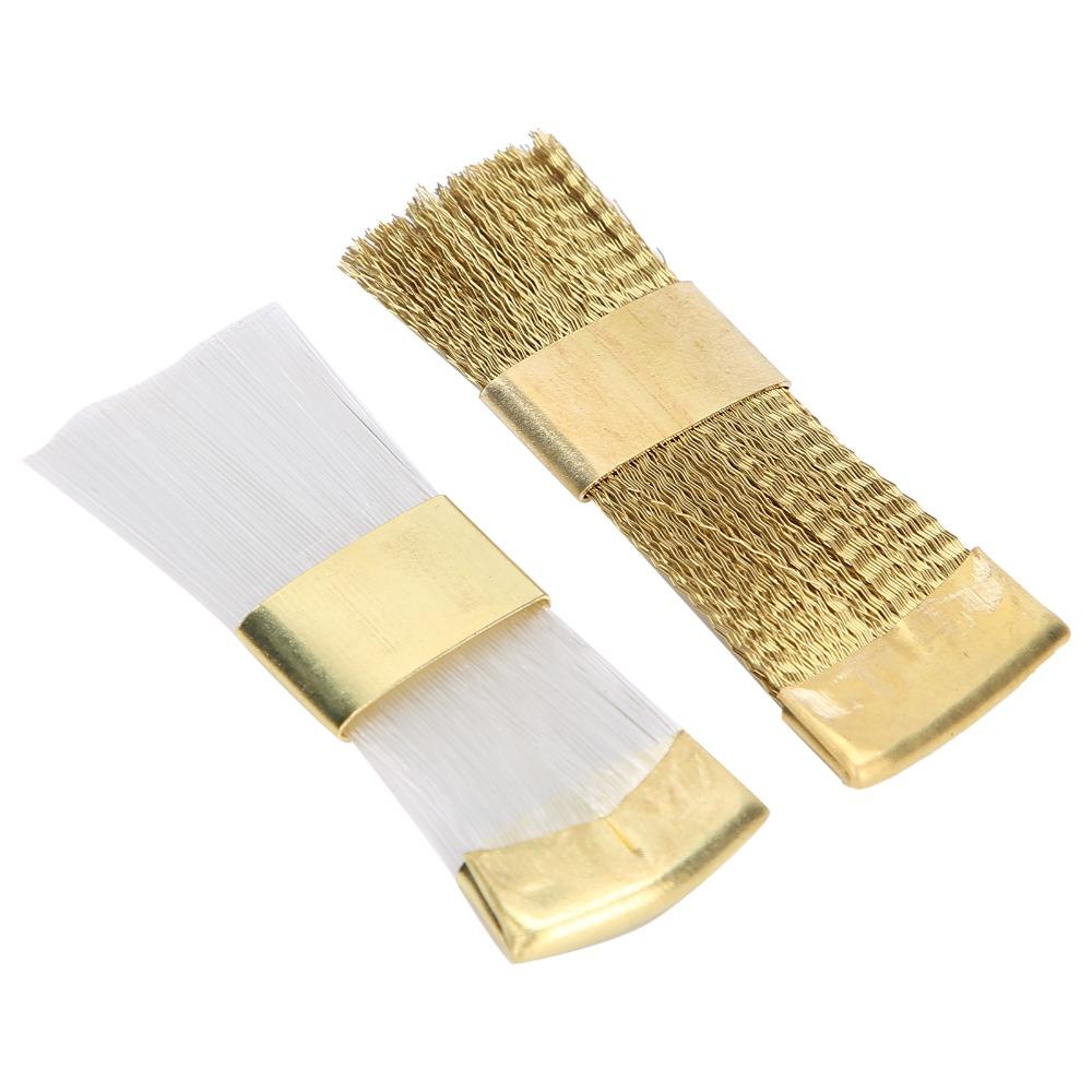 2 Pieces Copper Wire Nail Art Bits Cleaning Brush Mini Size Nail Dust Brush For Manicure