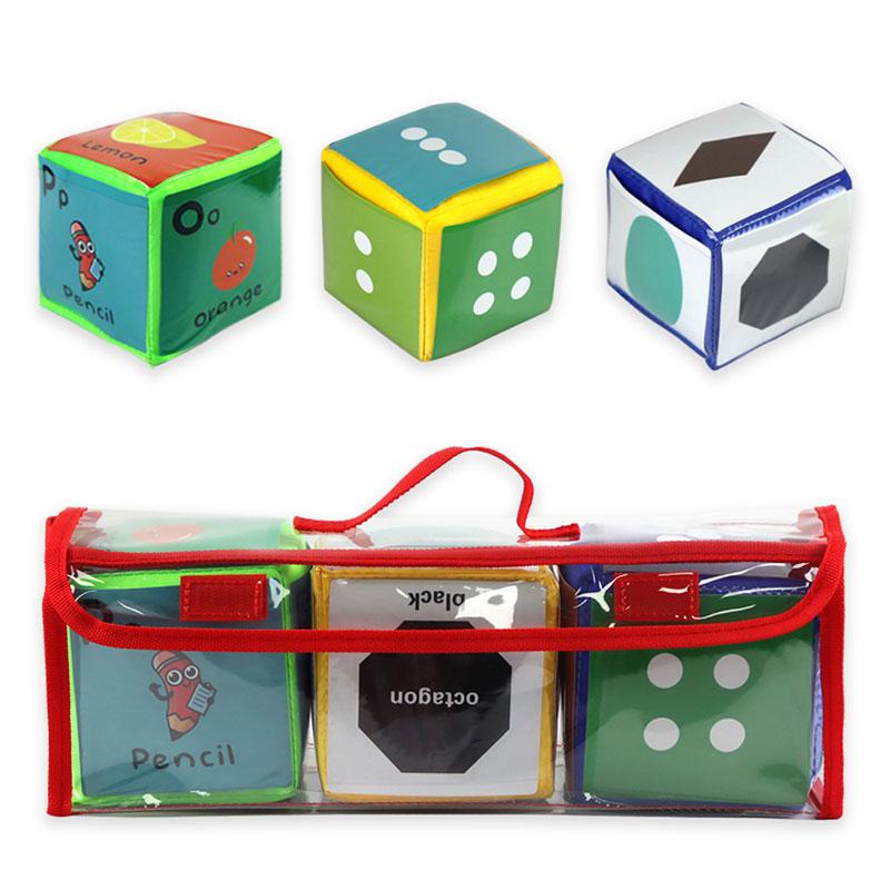 Children Soft Dice Card Learning Baby Cube Toys Throwing Dice Learning Color Alphanumeric Transparent Pocket Card Learning Toys