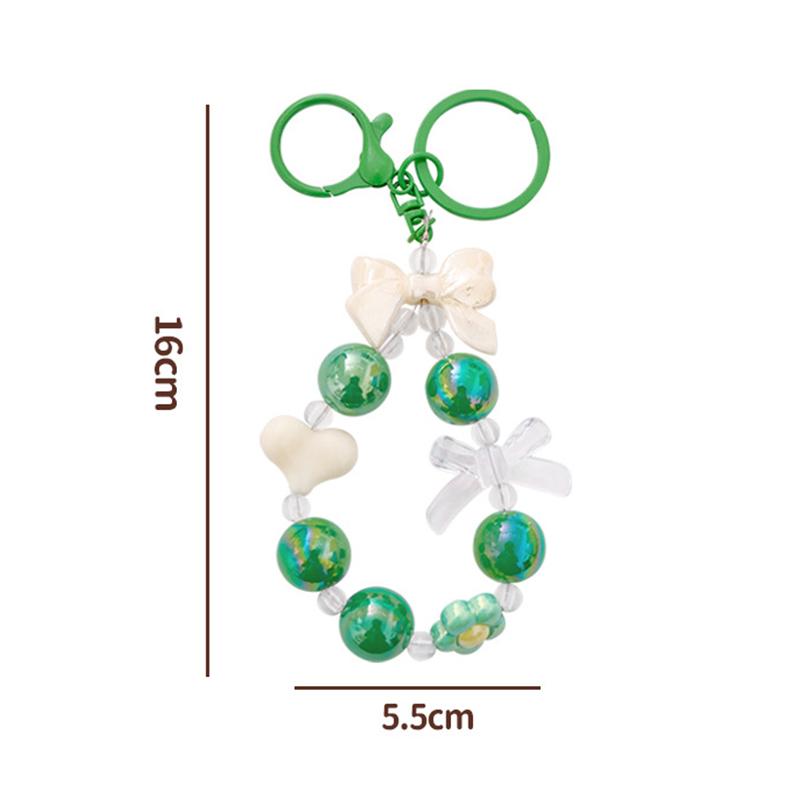 Cartoon Bow Heart Beaded Phone Chain Colorful Keychain Pendant For Women Girls Versatile Backpack Decoration Accessories Gifts