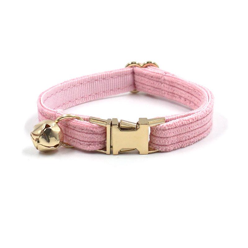 Chic Multi-color Corduroy Cat Collar with Engravable Zinc Alloy Buckle