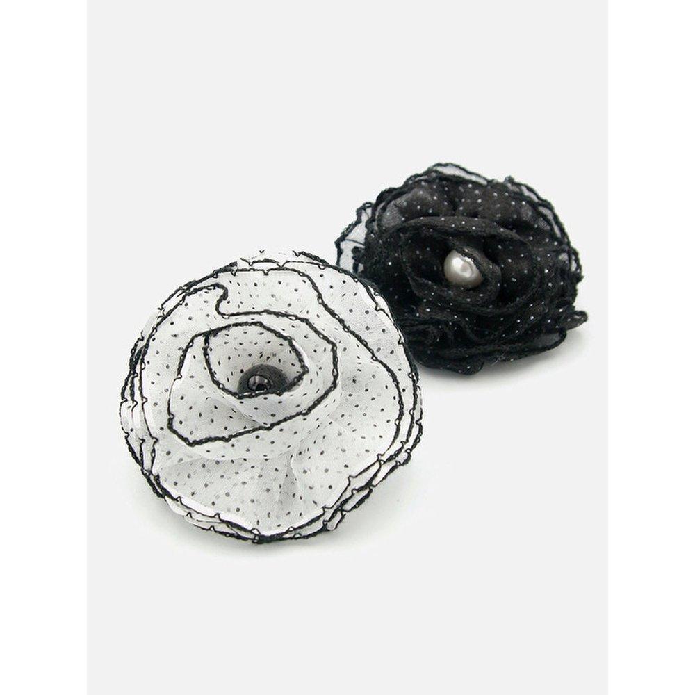 

Резинка для волос из шифона в горошек H01451 black