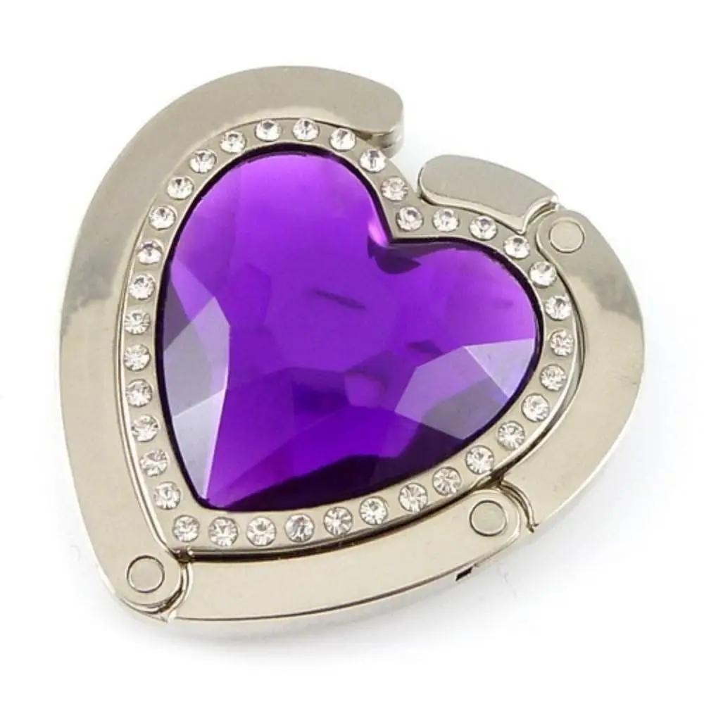 Portable Metal Purse Hook Diamond Bag Holder Folding Handbag Hanger Table Clasp Table Hanger Desk Hooks Travel Accessories