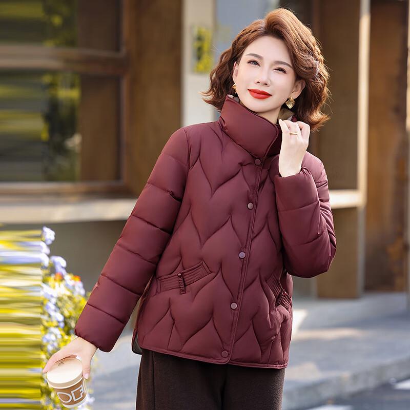Mid-Aged Women's Stand-Up Collar Cotton Padded Jacket