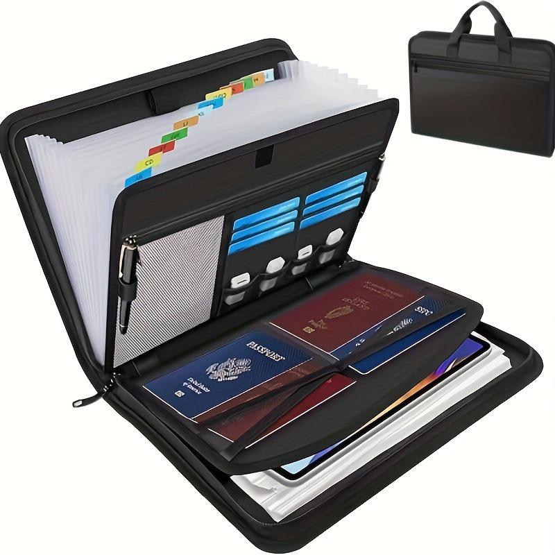 Fireproof 13-Layer Expanding Document Bag, Large Capacity Multi-Bellows Handheld Folder
