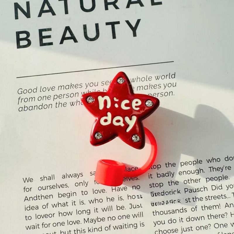 Cute Star Straw Cap Suitable for Stanley Tumbler Cup 10mm Silicone Straw Plug Cover Heat-resistant Dust-proof Cup Accessories