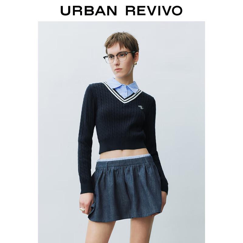 UR Women s Preppy Faux Two-Piece Knit Top S