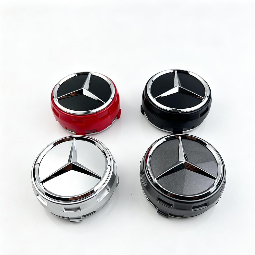 CRN1 20Pcs 75mm ABS Black Silver Car Wheel Center Cap Hub Covers Badge Styling Auto Accessories For Mercedes Benz AMG A0004000900