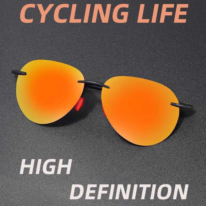 Tr90 Material Tac Polarized True Film Sports Cycling Sunglasses Frameless Outdoor Toad Glasses Pilot Men'S Glasses