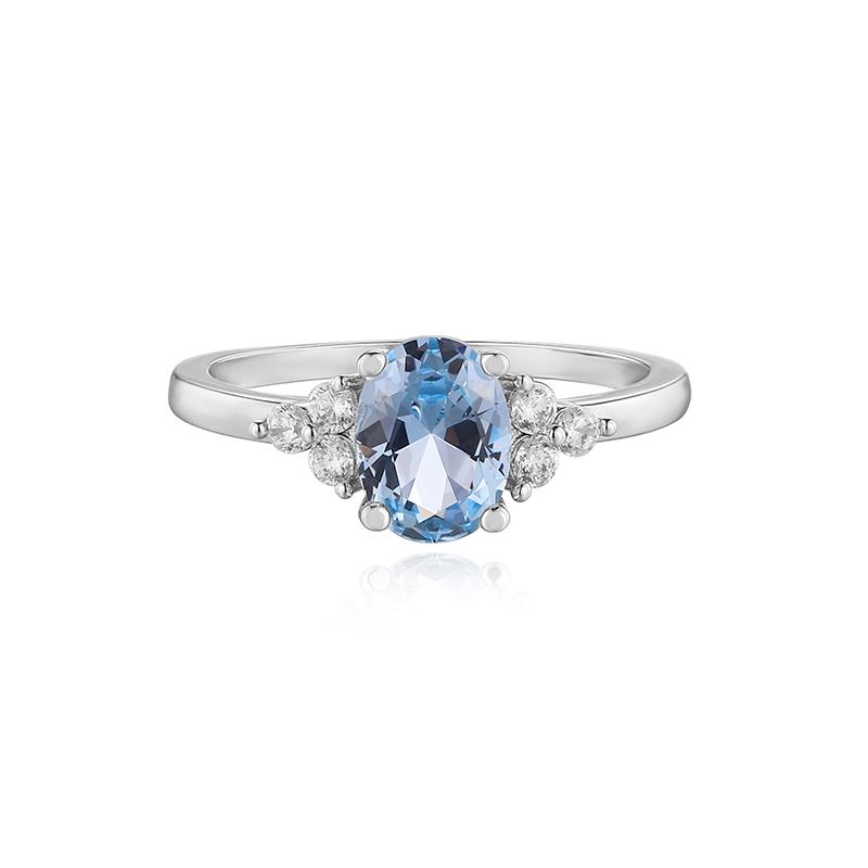 Trendy Blue Topaz Ring Jewelry Accessories with Zircon Gemstone Finger Rings for Women Wedding Party Engagement Bridal Gifts