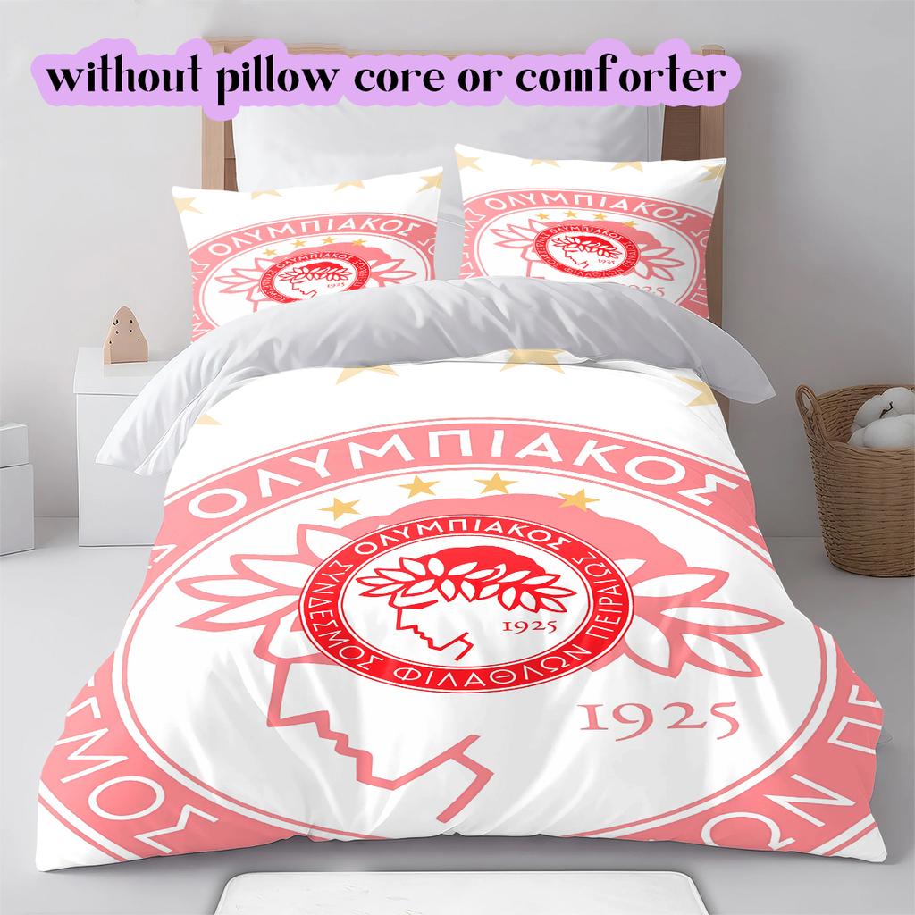 Olympiacos F.C Pattern Bedding Quilt Set Quilt Cover Pillowcase Home Decoration Birthday Gift (1 * duvet cover + 2 * pillowcase, without core)