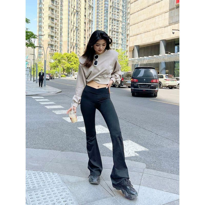 

Vjisha Fashion Тонкий крой Высокая посадка Очень длинные брюки-клеш Black M