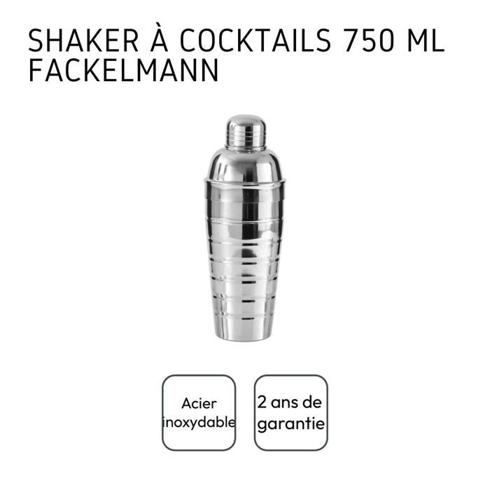 Shaker À Cocktails - Fackelmann - 750 Ml - Acier Inoxydable - 26 X 8,5 X 8,5 Cm - Gris
