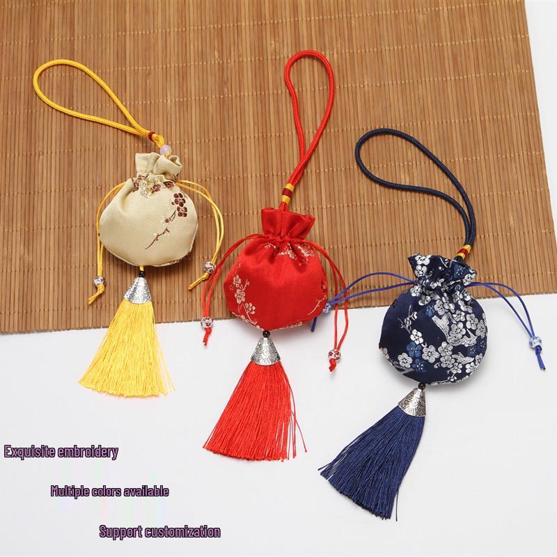 Plum Blossom Embroidered Hanfu Sachet Bag - Dragon Boat Festival Portable Sachet with Hanging Rope