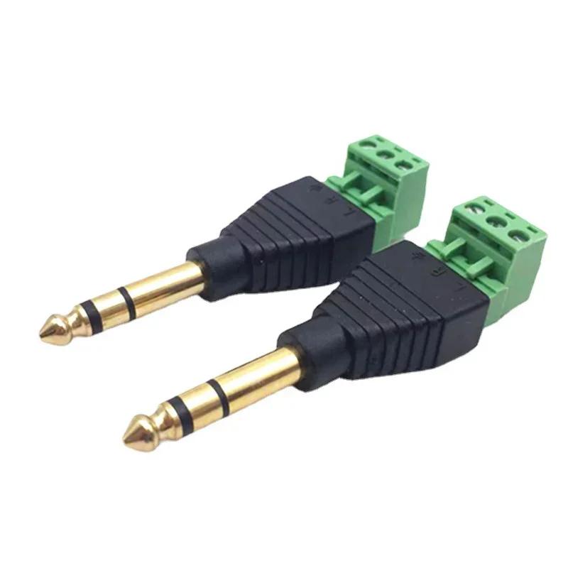 2/4/10Pcs 6.35mm Audio Plug Solderless Connector Mono Stereo Male Plug To 2Pin 2Cores Jack Terminal