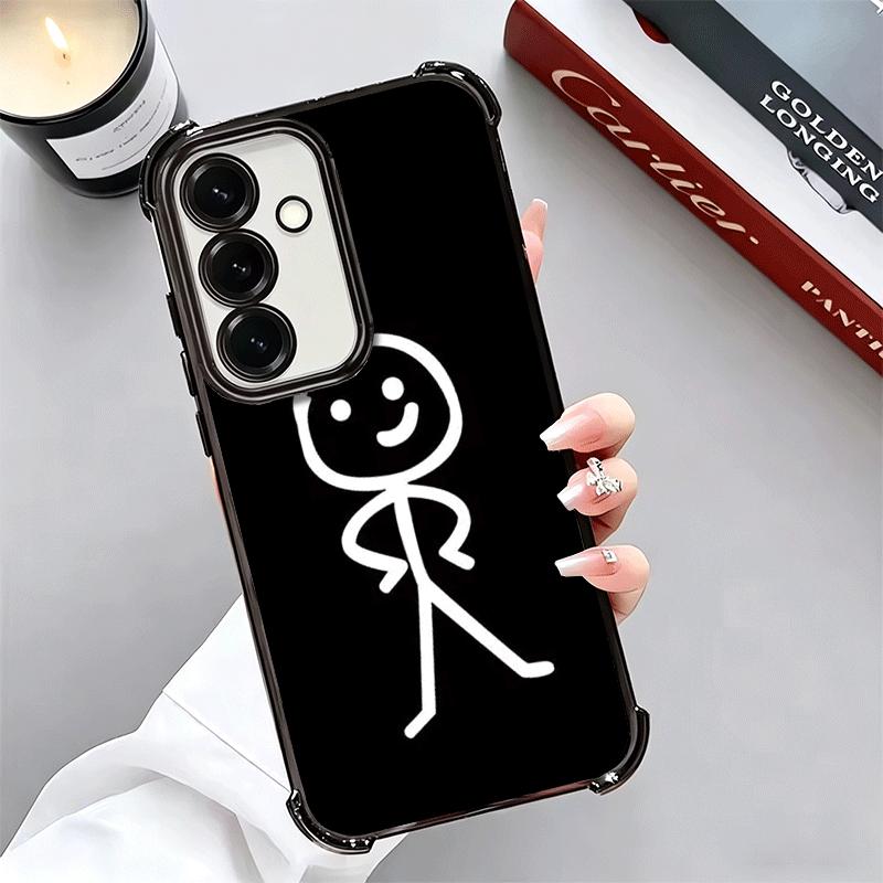 Funny Stickman Matchman Plating Phone Case For Samsung A17 A07 A37 A57 A16 A56 A15 A55 A14 A54 A13 A53 A26 A36 A25 A35 A24 A34 A